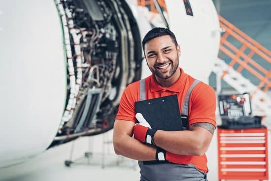 Airplane mechanic with clipboard