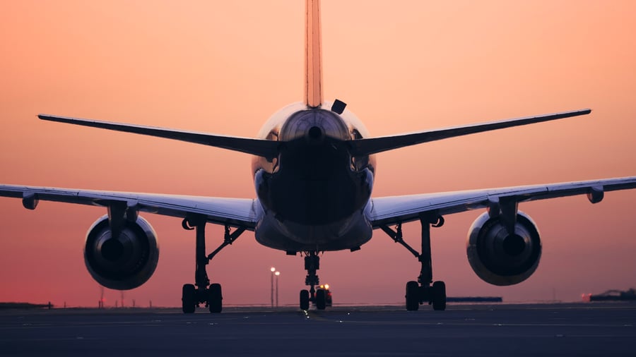 Airplane taxiing to runway for take off